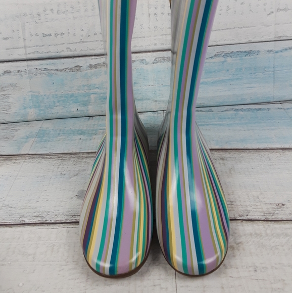Women's Rubber Multicolor Sporto Rain Boots Size 7 - Picture 5 of 8